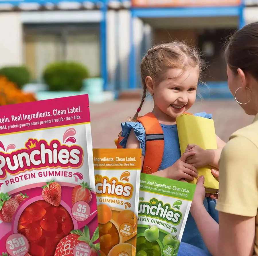 Best protein for kids: kids heading to school with Punchies protein gummies in their bags